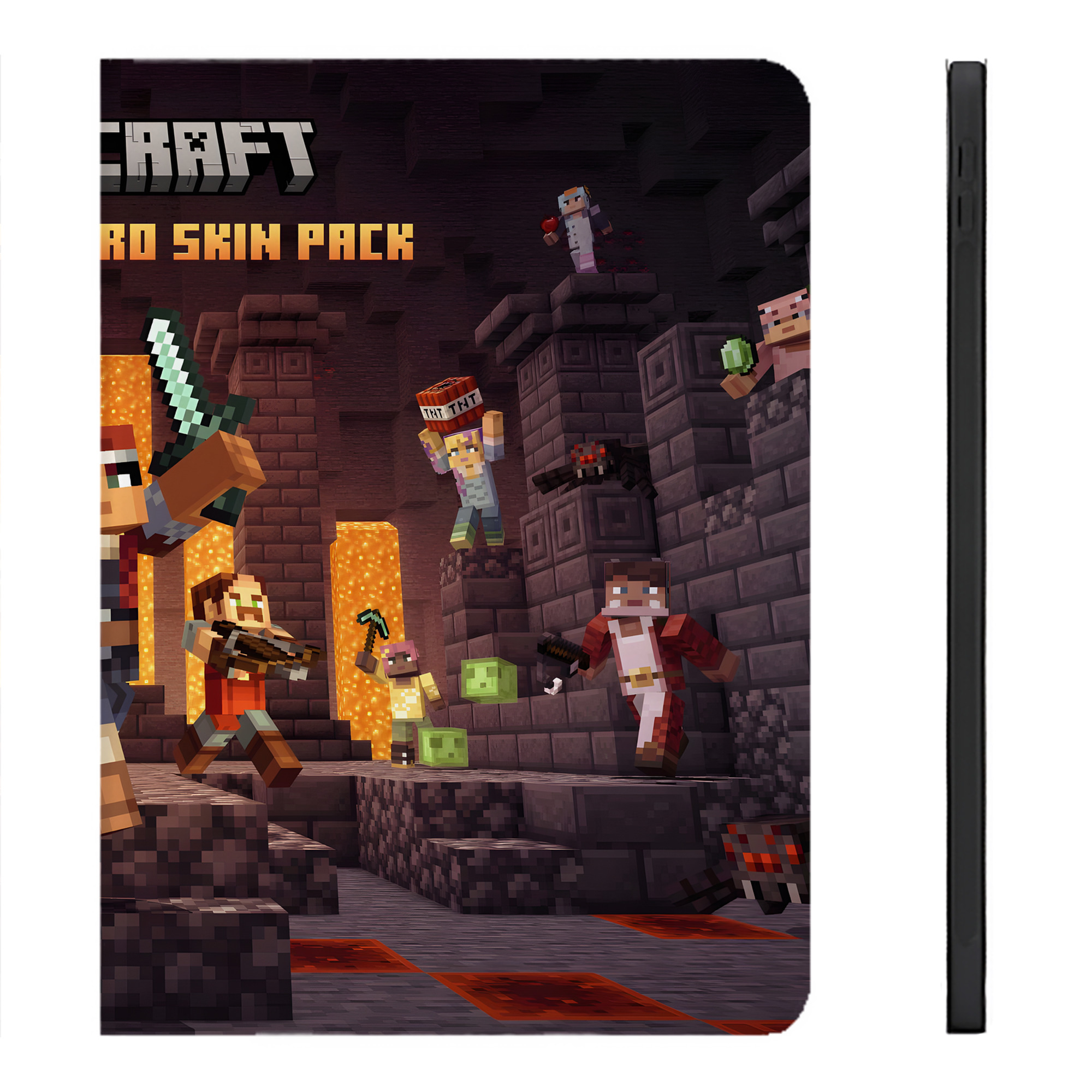（画像用） マインクラフト ブロックの世界 Minecraft MC Block world IPadケース ペンホルダー付き ブックスタイルデザイン